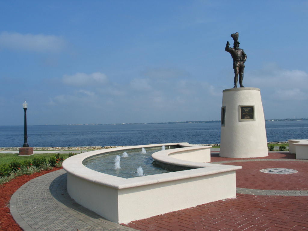 gilchrist ponce statue with fountain along the harbor 