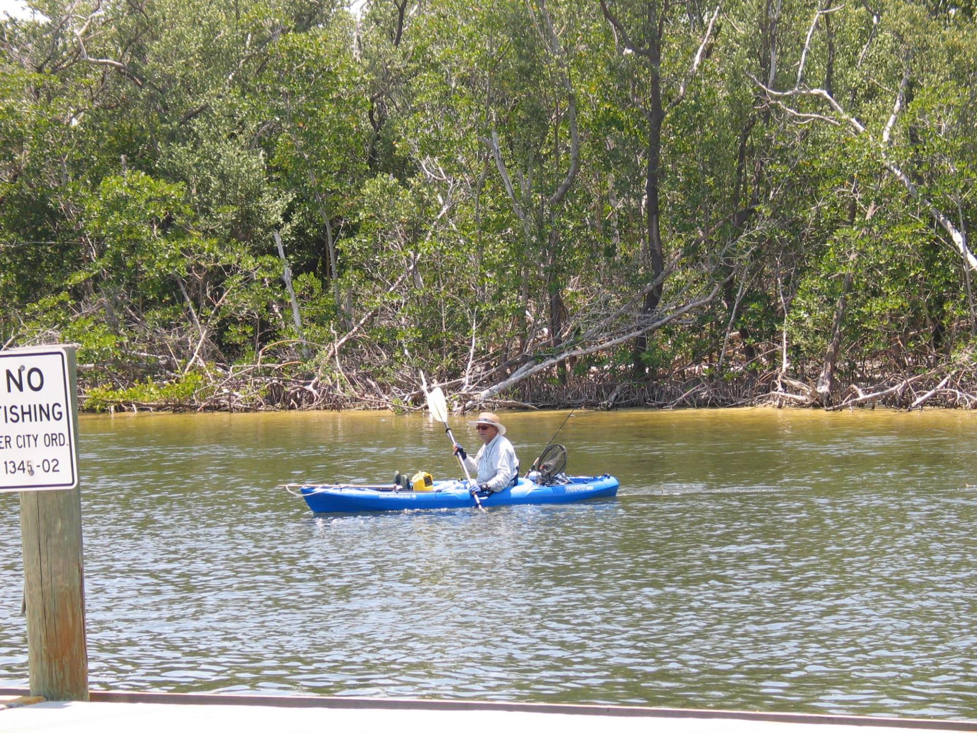 A kayaker in the water at Ponce Park