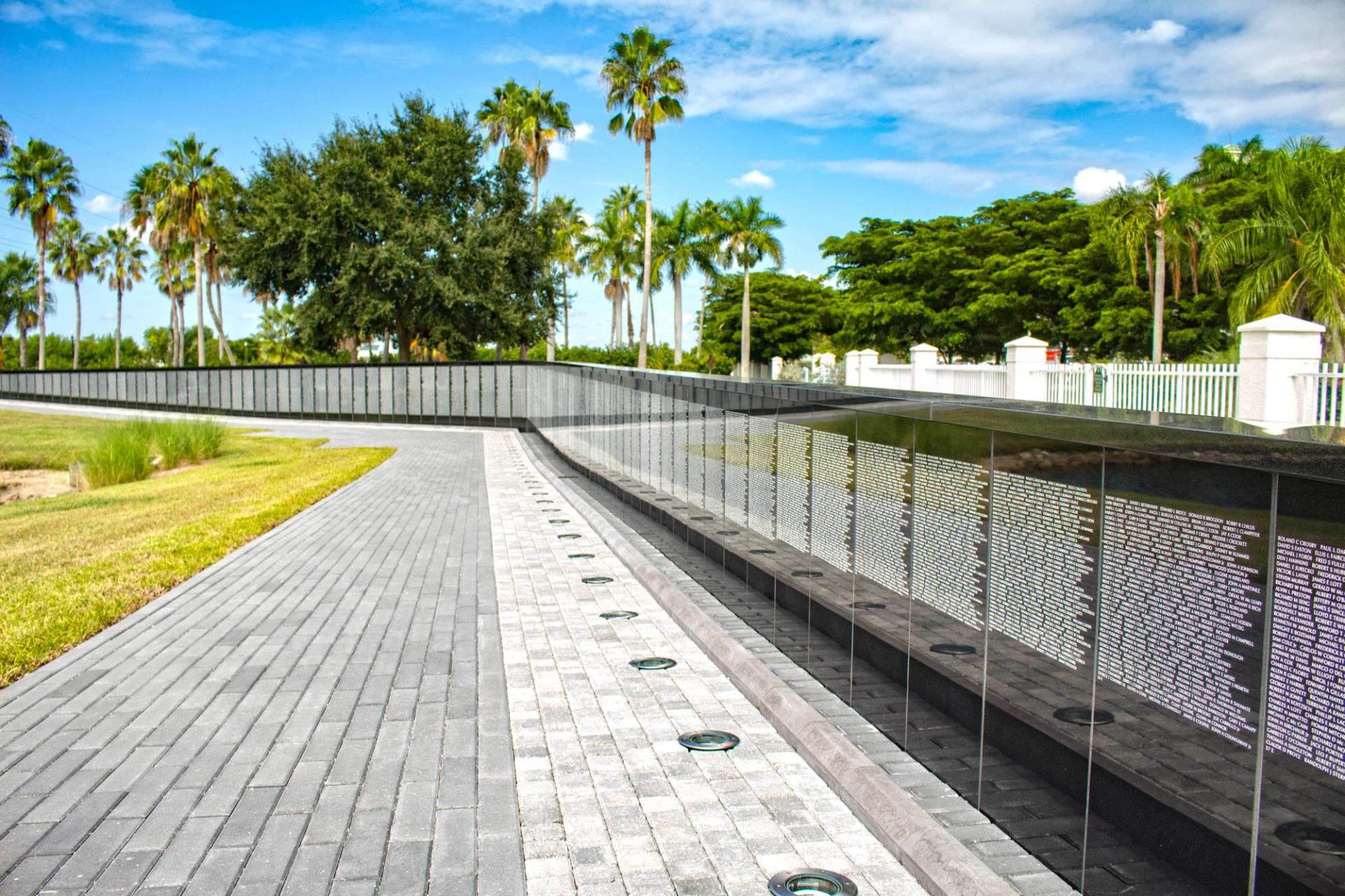 Brick path along the vietnam memorial wall panels 