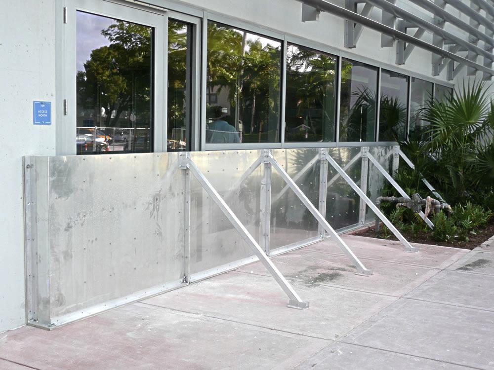 Temporary Flood Barrier Protecting Building Entryway