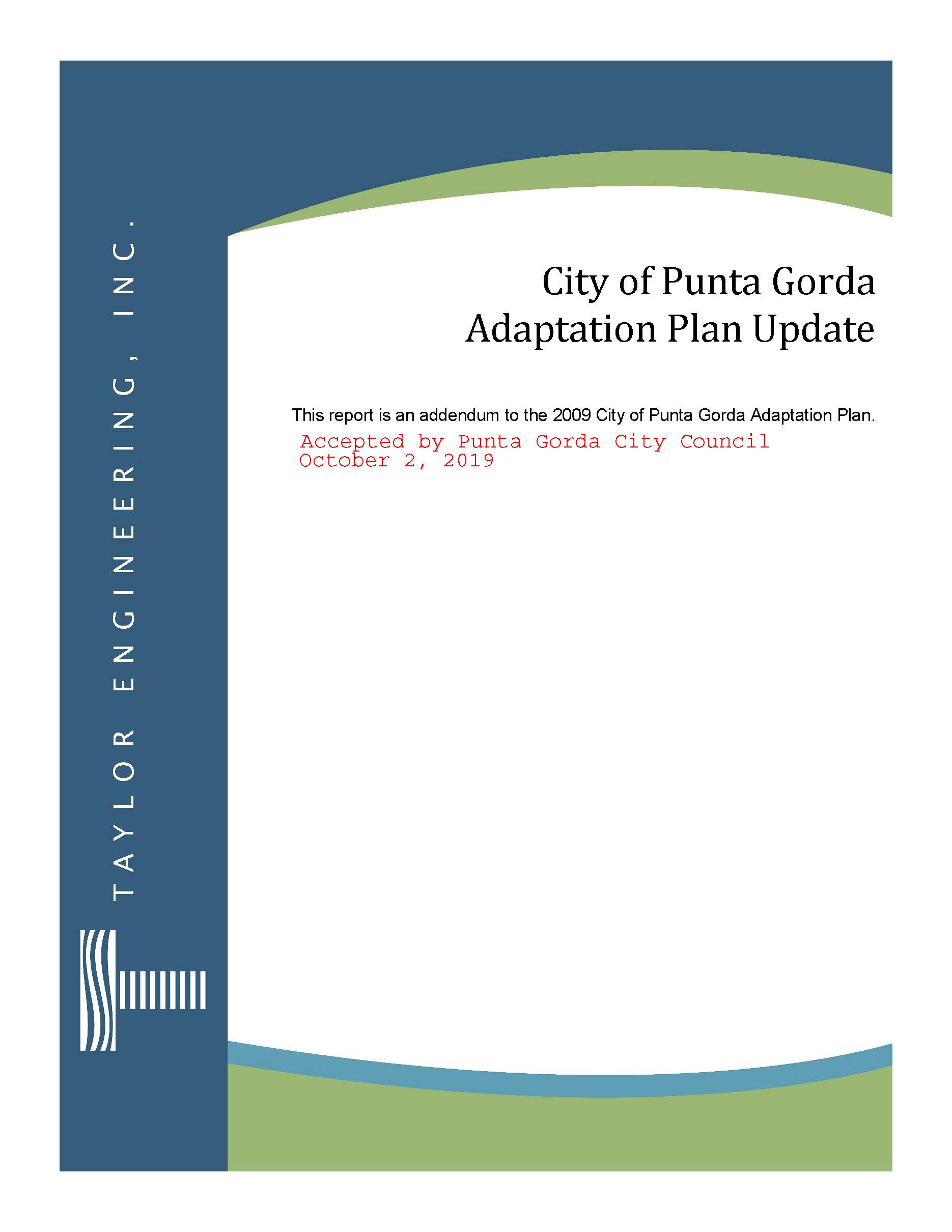 Climate Adaptation Plan Coversheet