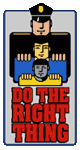 "Do The Right Thing" Image of three Males standing behind each other hands on shoulders - Last Individual Police Officer.