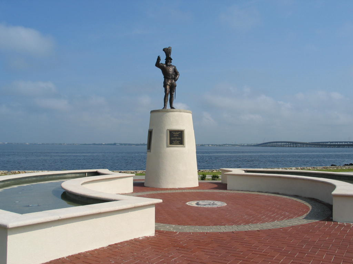 picture of the gilchrist ponce de leon statue along the harbor